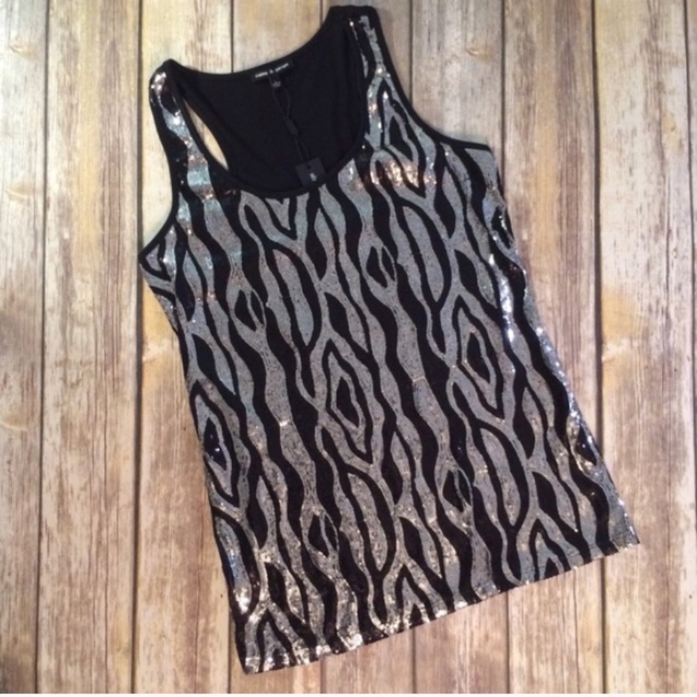 CABLE & GAUGE Sequin Black & Silver Tank top